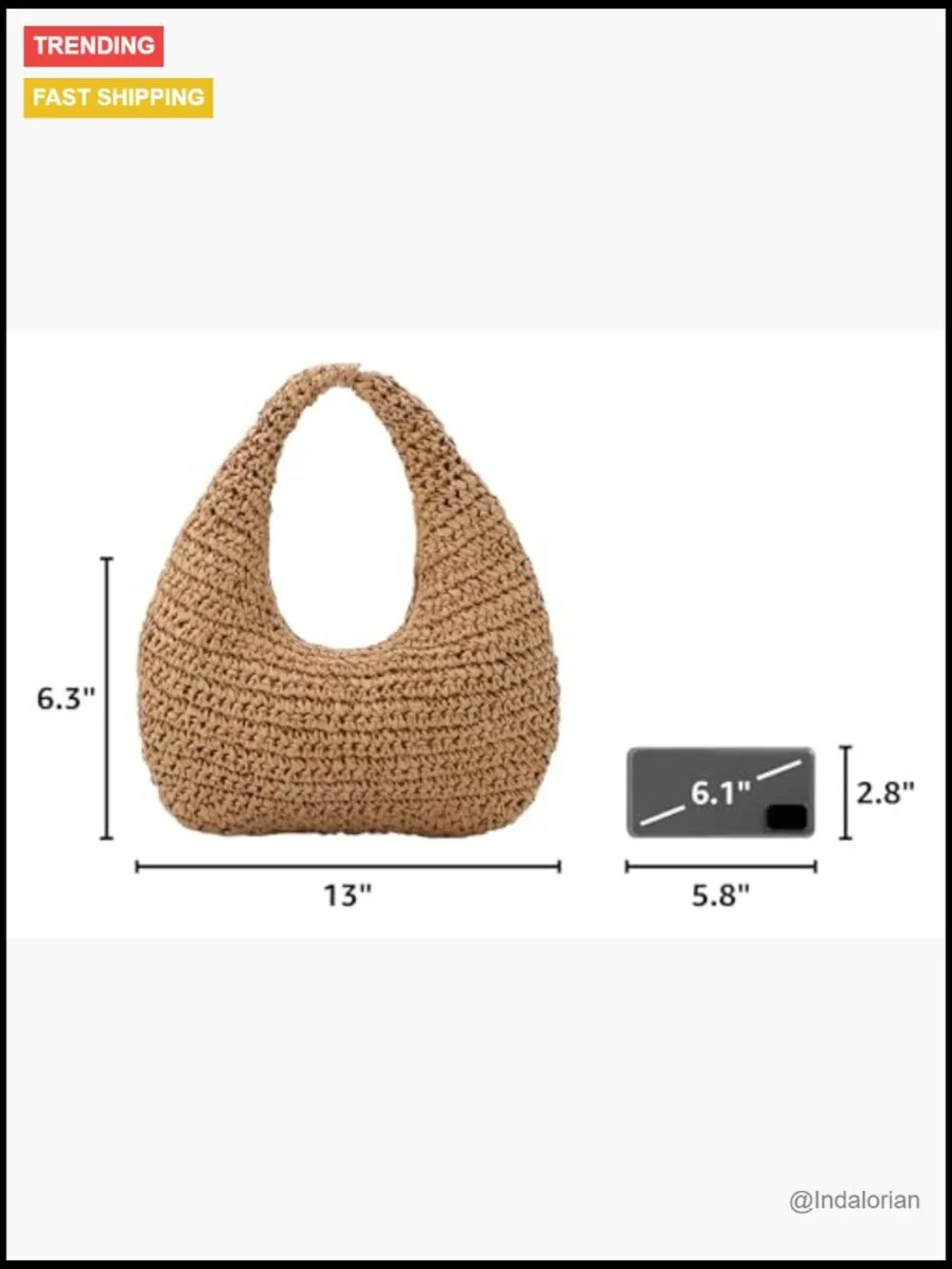 Handwoven Straw Crescent Shoulder Bag Beach Tote Hobo Bag